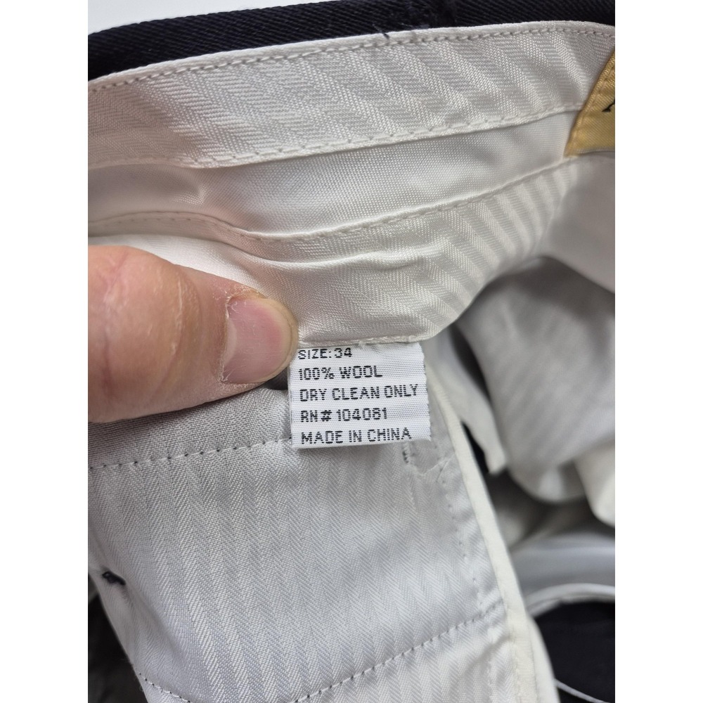 MIKO DAVIZZO Dress Pants Mens 34x36 Blue Wool Pleated Straight Unhemmed NWT - Picture 4 of 11